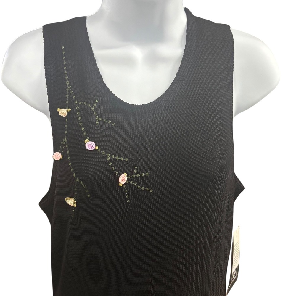 Ronni Nicole Maxi Dress Black Sleeveless Floral Applique Knit Size 8 Y2K